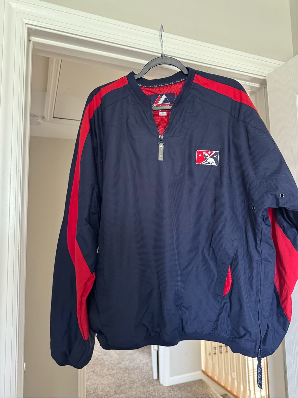 Men's Navy and Red Pullover Windbreaker Jacket - MLB